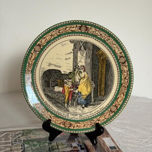 Antique Adams Pottery &quot;Cries of London&quot; Green Decorative Collectible Plate Vintage English Wall Plate