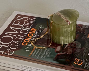 ヴィンテージ オニキス 小物入れ グリーン フィギュアド オニキス