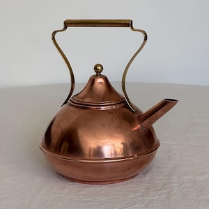 Vintage Copper Kettle with Brass Handle Vintage Copper Teapot Vintage Kitchen Decor