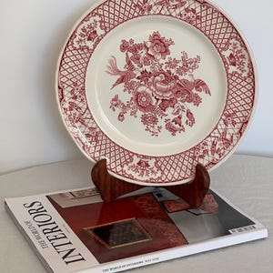 Beautiful Vintage Large Mason&#39;s Stratford Pink Red Transferware Ironstone Plate Red Transferware Plate Vintage Kitchen Decor English China