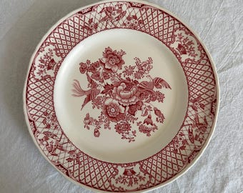 Stor vintage Mason's Stratford rosa transferware-tallrik engelsk järnsten köksväggdekoration