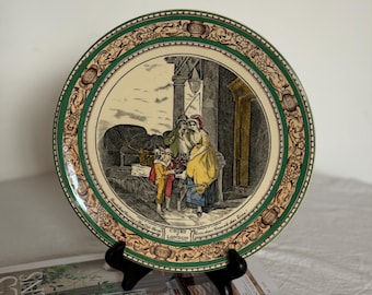 Antique Adams Pottery "Cries of London" Green Decorative Collectible Plate Vintage English Wall Plate