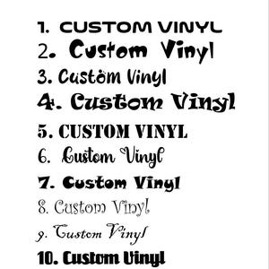 Benutzerdefinierter Vinyl-Schriftzug-Aufkleber-Personalisierter Name, Zitat oder Phrasenaufkleber in Ihrer Wahl von Schriftart, Farbe und Größe