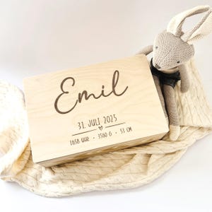 Erinnerungskiste Baby – Holzkiste personalisiert – Taufgeschenk Mädchen – Geschenk zur Geburt – Erinnerungsbox mit Gravur – Memory Box Baby