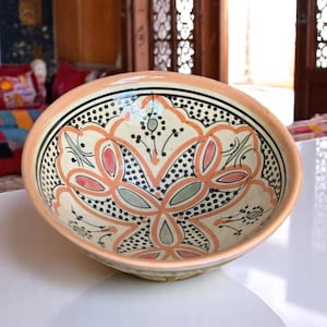 Ciotola in ceramica marocchina fatta a mano - Piatto da portata decorativo colorato - Decorazione da cucina Boho - Ceramica fatta a mano - regalo per la casa o la cucina