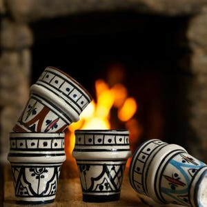 Rustic Boho Mug – Set Moroccan Ceramic Cups – Handmade Tea Glasses  – Artisan Pottery – Gift for Tea & Coffee Lovers