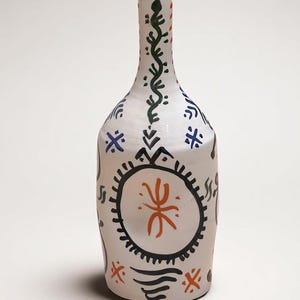 Handmade Tribal Ceramic Bottle | Moroccan Amazigh Art Vase | Ethnic Pottery Decor | Handmade Berber-Inspired Home Accent