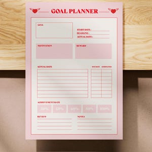 Goal Planner A4 à imprimer – Édition spéciale Saint-Valentin