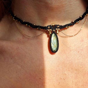 Labradorite macrame choker/boho necklace/ethnic jewelry/elegant necklace/handmade necklace/crystal necklace/gemstone necklace/boho chic