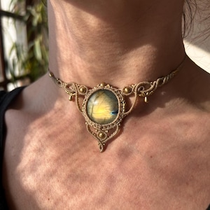 Labradorit Makramee Halskette ~ handgemachter Schmuck ~ Edelstein ~ Boho Stil