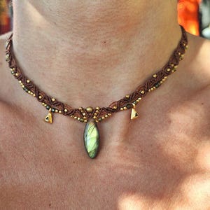 labradorite macrame necklace/boho jewelry/macrame choker/boho necklace