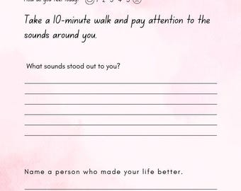 90-dagars mindfulnessjournal – Guidad daglig reflektion, tacksamhet (utskrivbar PDF)