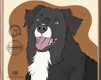 Custom Pet Portrait, Personalized Pet Art, Dog Portrait, Cat Portrait, Pet Illustration, Digital art, Digital Pet Drawing Commission