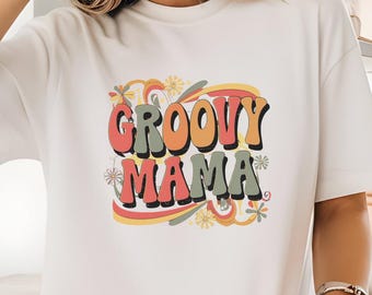 Groovy Mama Retro T-Shirt - 70er Jahre Vintage Style Shirt für coole Mütter, buntes Muttertagsgeschenk, Boho Ästhetik Trendy Mom Tee, bestes Geschenk für Mama
