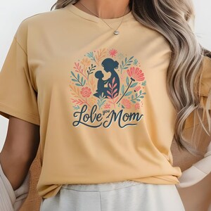 Love You Mom Shirt – Heartfelt Mother’s Day Gift,Cute Floral Mom Tee, Stylish Women’s T-Shirt,Comfortable and Sentimental Mom Top, Best Gift
