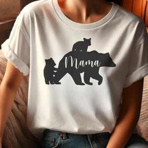 Mama Bear T-Shirt – Cute Bear & Cubs Silhouette | Cozy Nature-Inspired Mom Tee, Animal Lover Gift, Perfect for Mother’s Day or Baby Shower