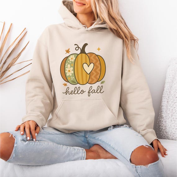 Hello Fall Pumpkin Hoodie – Cozy Unisex Autumn Sweatshirt With