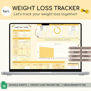 Spreadsheet voor gewichtsverliestracker, logboek lichaamsmetingen, weegtabel, dagboek voor gewichtsverlies, Google Spreadsheets, planner voor gewichtsverlies, gezondheidslogboek