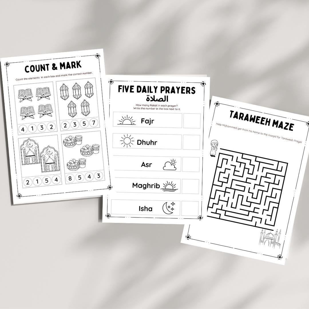 Ramadan Printable Activity Sheets for Kids – 30 Pages of Fun &amp; Learning! - Etsy