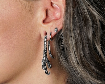 Dragon claw ear hangers for stretched ears, ear weight hangers 4mm ear gauges 6g, dark gothic gauge jewellery, PRICE PER SINGLE