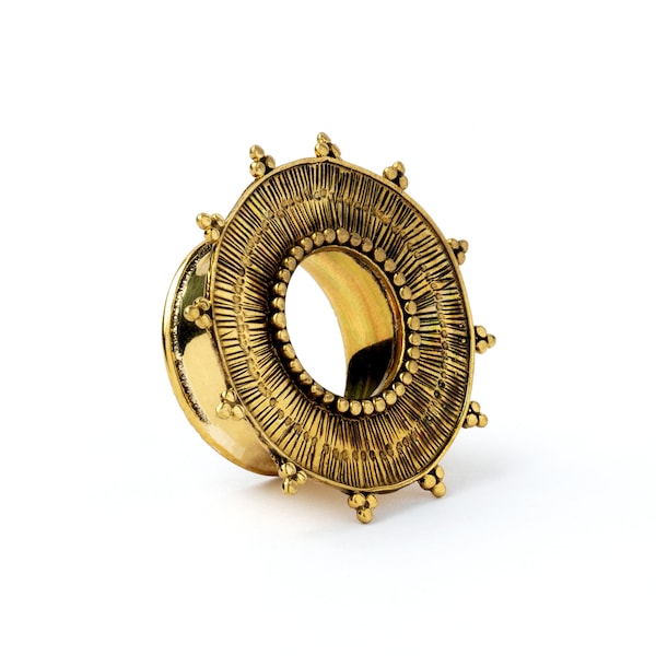 Tribal sun ear tunnels, plug tunnels for stretched ears 4mm /6 g - 25mm / 1’’, boho tribal plugs and tunnels, gauge Jewelry