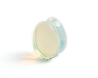 Opalite teardrop plugs, double flare stone plugs ear gauges 6mm (2g) - 26mm (1.024”) plug & tunnels, stretched ear jewelry
