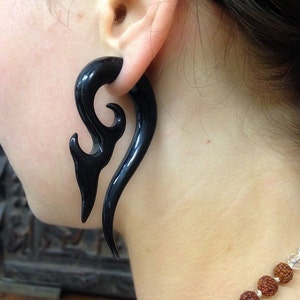 Black ear stretcher, stretched ears hangers 4mm(6g) - 14mm (9/16”) gauge earrings, tape ear gauges, tribal gauge jewelry PRICE PER SINGLE