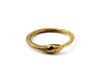 Bronze Ouroboros Ring, snake eats tail thin ring, snake serpent band ring, dainty statement ring, snake ouroboros jewelry, Death and Rebirth