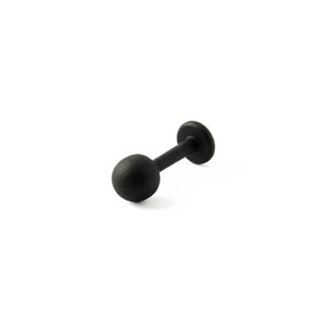 Labret à pois noirs, piercing à dos plat fileté à l'intérieur en acier chirurgical noir 1,2 mm (16 g) longueurs 6 mm, 8 mm, boucle d'oreille noire minimale vissée