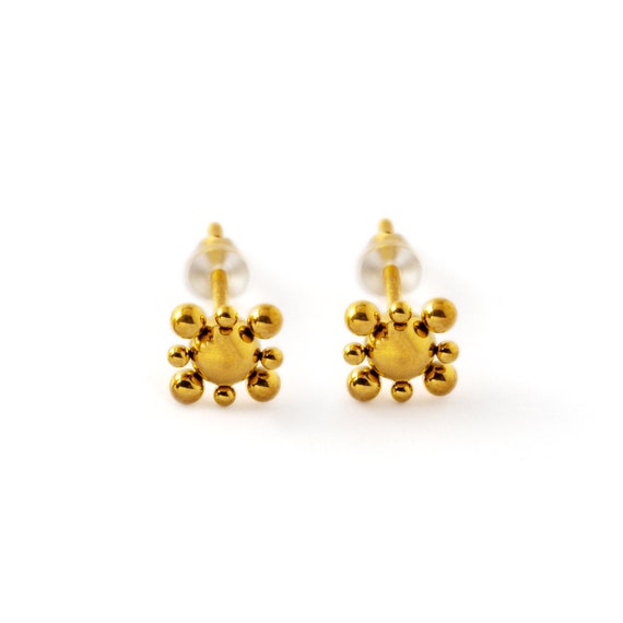 Pair of 316L Surgical Steel Gold PVD Beaded Boho Turquoise Stud Earrings Pair of 316L Surgical Steel Gold PVD Beaded Boho Turquoise Stud Earrings