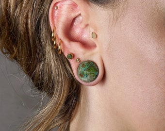 African Jade plugs, double flare stone plugs ear gauges sizes 6g - 1’’, organic natural plug tunnels, plugs and tunnels stone gauges jewelry