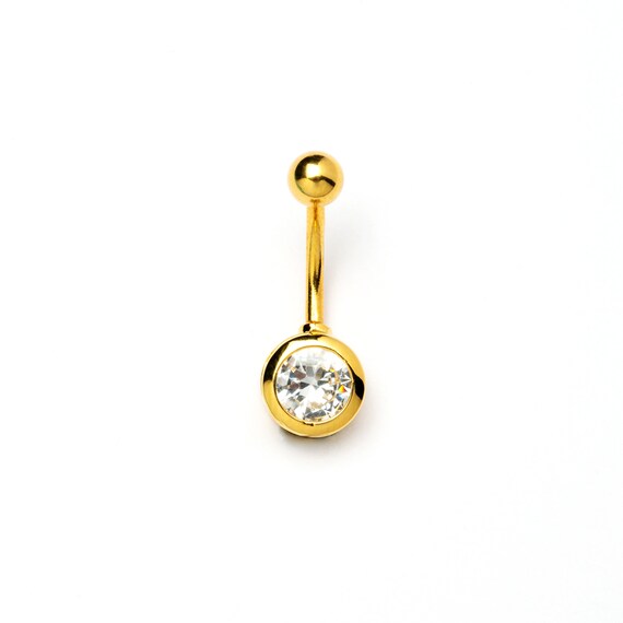 Clear Crystals 14 kt Gold Plated PANDA Navel Belly Bar