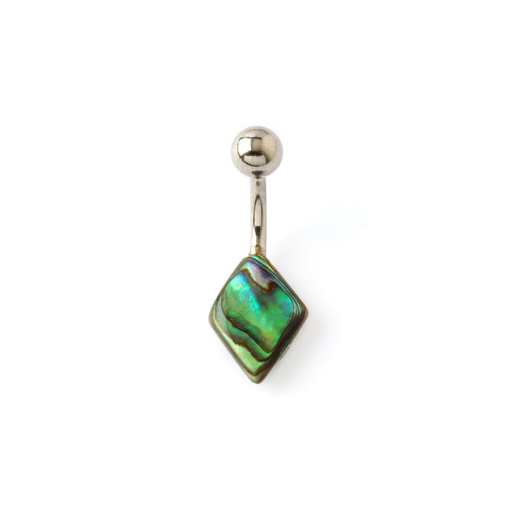 Rhombus Abalone Shell Belly Button Ring, 1.6mm/14g Surgical Steel Belly ...