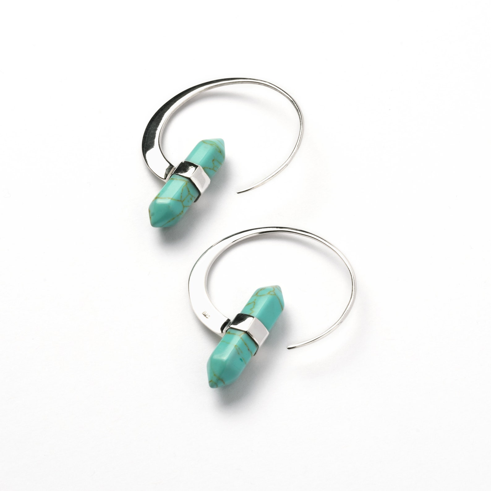 Turquoise Ear Hangers Silver Gauge EarringEar Weights Etsy