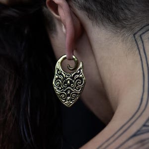 Cora ear weights hangers, golden weight gauge earrings for stretched ears 4mm (6g), ear hangers and weights, gauge jewelry, PRICE PER SINGLE