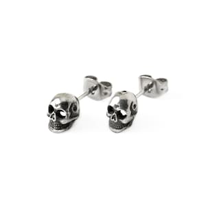 Skull stud earrings, small skull post earrings for men and women, morbid dark studs, gothic unisex skull jewelry