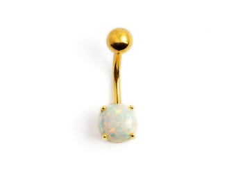 Kolczyk do pępka ze złota 14K z opalem, złoty kolczyk do pępka ze stali chirurgicznej 316L, seksowny kolczyk do pępka 1,6 mm/14 g, biżuteria do piercingu pępka