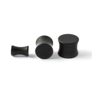 Matte black ear plugs earrings, surgical steel gauges for stretched ears 5mm(4g)- 12mm(1/2&quot;) plugs & tunnels gauge jewelry, PRICE PER SINGLE