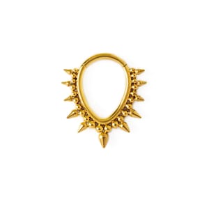 Brenna-klikring met stekeltussenschot, gouden chirurgischstalen scharnierende segmentring 1,2 mm/16 g, klikring, alternatieve septumsieraden