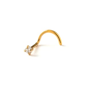 Tiny Gold nose stud diamond cut Crystal, Gold Surgical steel nose post, gemstone screw nose stud 20g, dainty nose rings and studs jewelry