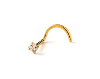 Tiny nose stud diamond cut Crystal, Surgical steel nose post, gemstone screw nose stud, dainty nose rings and studs jewelry