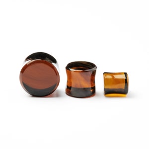 Brown Obsidian ear plugs, double flare stone plugs ear gauges 4mm/6g-20mm/3/4&quot; , ear plugs and tunnels, gauges jewelry, PRICE PER SINGLE