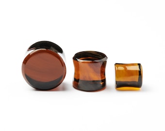 Brown Obsidian ear plugs, double flare stone plugs ear gauges 4mm/6g-20mm/3/4" , ear plugs and tunnels, gauges jewelry