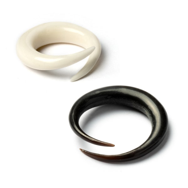 Open hoop ear stretchers, stretched ears gauge earrings 3mm (8g) - 18mm (11/16”) horn & bone tribal ear gauges, gauge jewelry