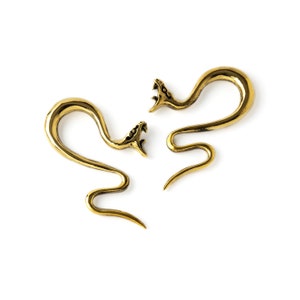 Serpent ear hangers for stretched ears, snake ear stretcher 4mm (6g), 6mm (2g), 8mm (0g) gauge earrings, gauge jewellery, PRICE PER SINGLE