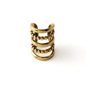 Koja cartilage ear cuff, golden conch ear cuff, boho tribal long ear wrap, helix cuff no piercing, cartilage clip earring, hoop no piercing