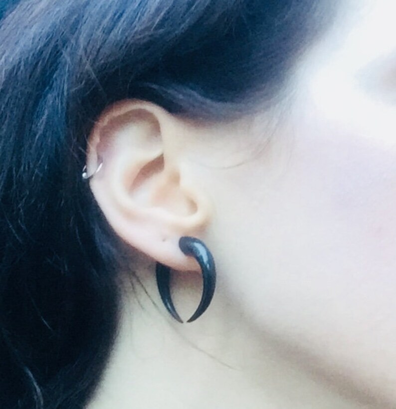 Black Pincher Fake Gauge Earrings Organic Tribal Taper Etsy UK