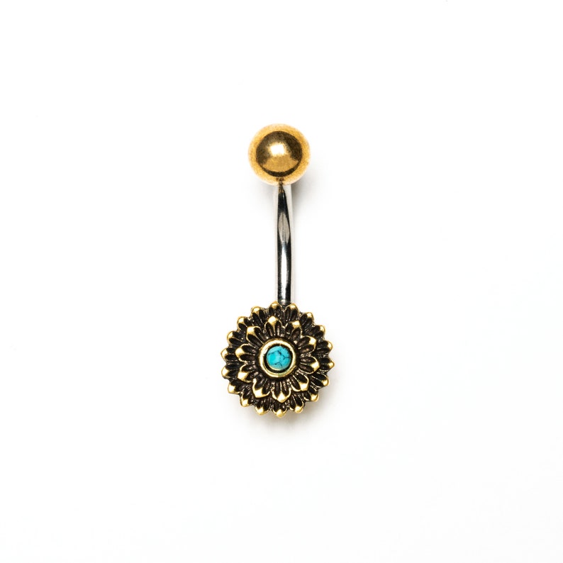 Belly Piercing Navel Jewellery Barbell Belly Flower Belly Button Ring Belly Piercing Jewellery Belly Ring Belly Bar Navel Bar Onyx