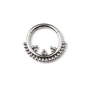 Orbit septum clicker, surgical steel hinged segment piercing ring size 1.2mm (16g), daith, tragus, helix, cartilage, nose ring, boho tribal