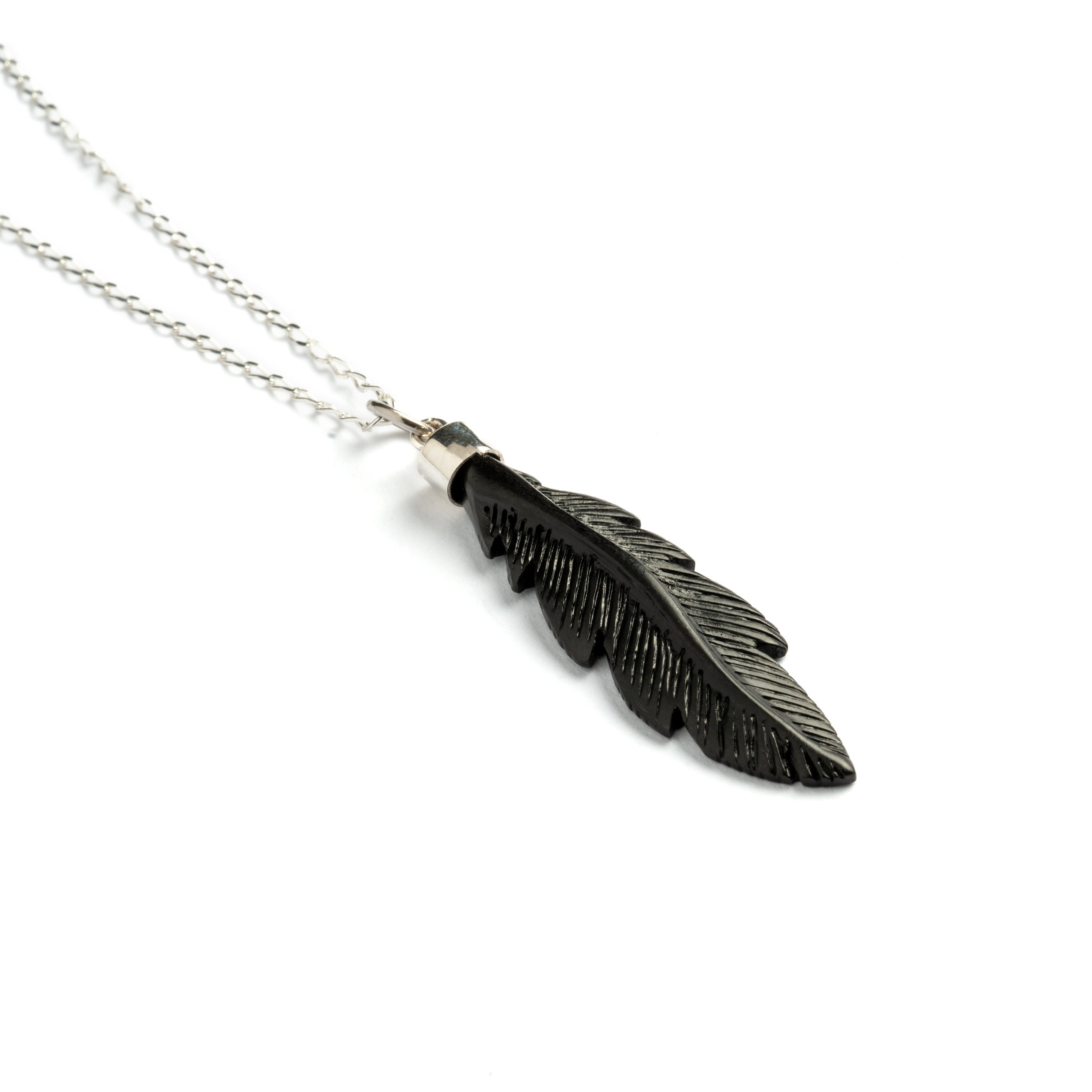 Black Feather Pendant Feather Necklace 